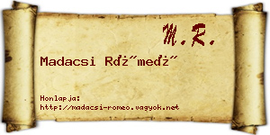 Madacsi Rómeó névjegykártya
